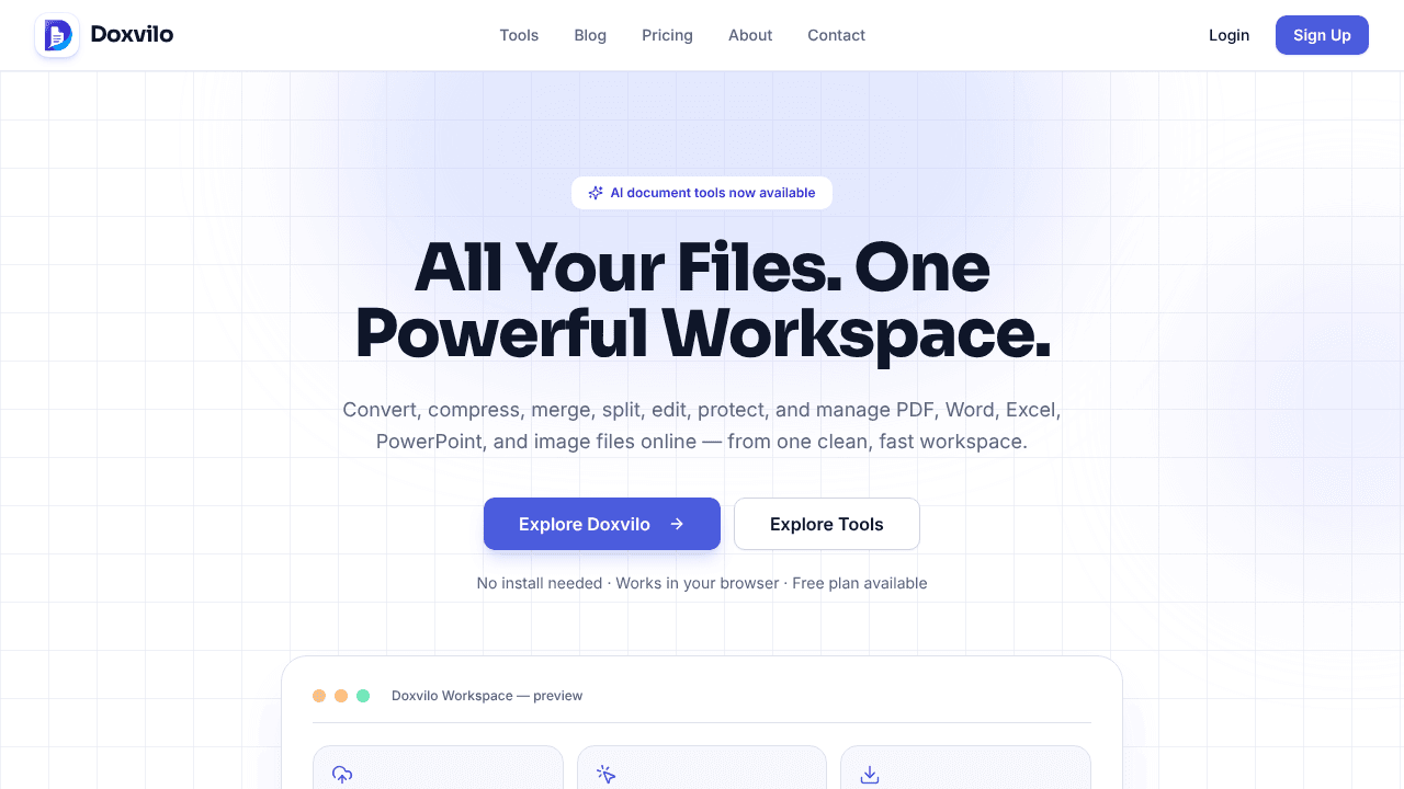 Doxvilo website screenshot