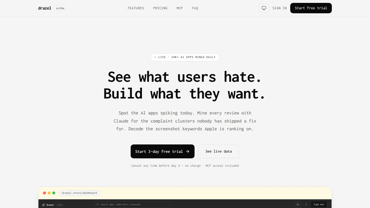 Drazel website screenshot