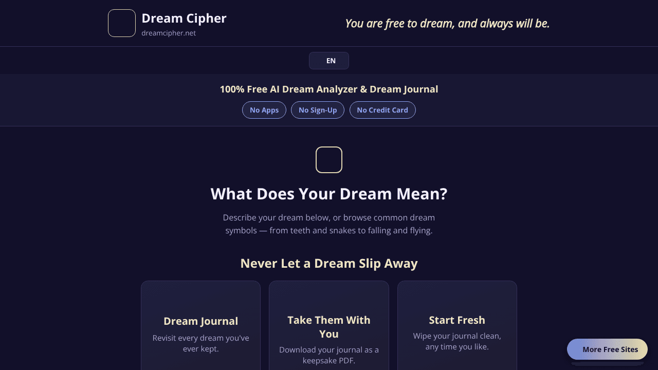 Dream Cipher website screenshot