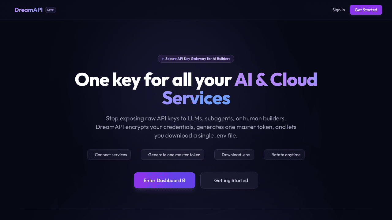DreamAPI website screenshot