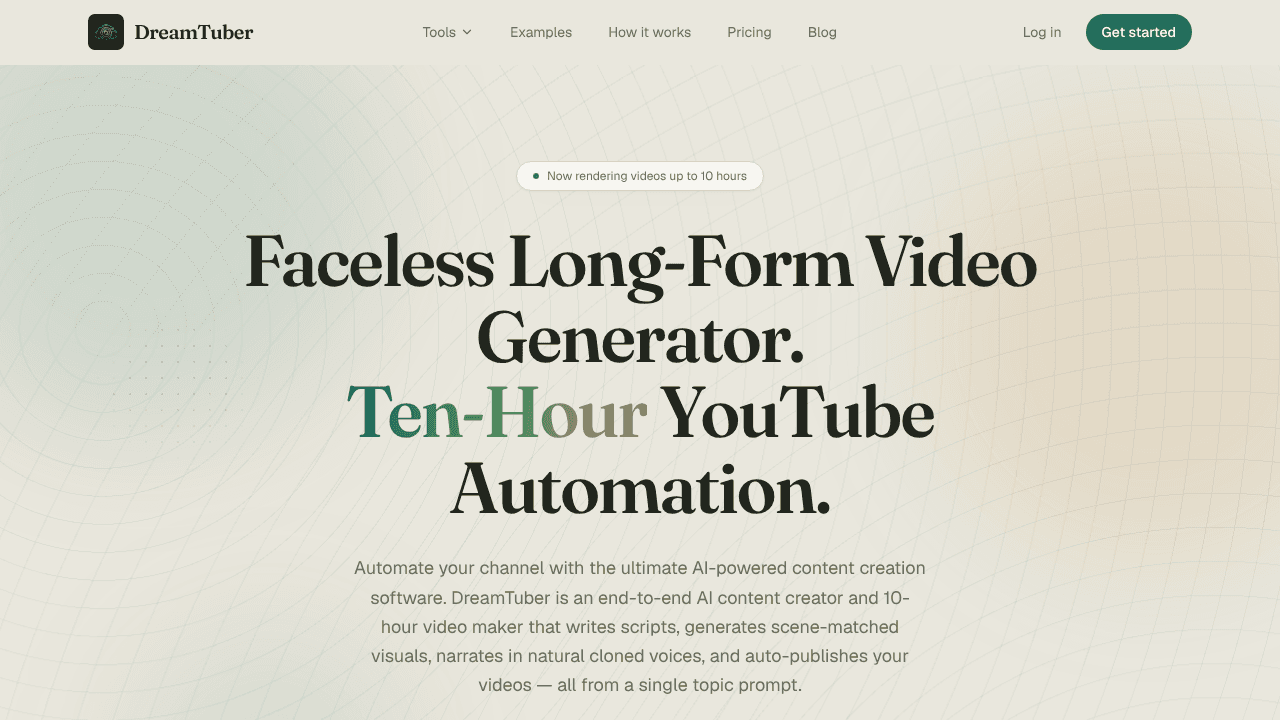 DreamTuber website screenshot
