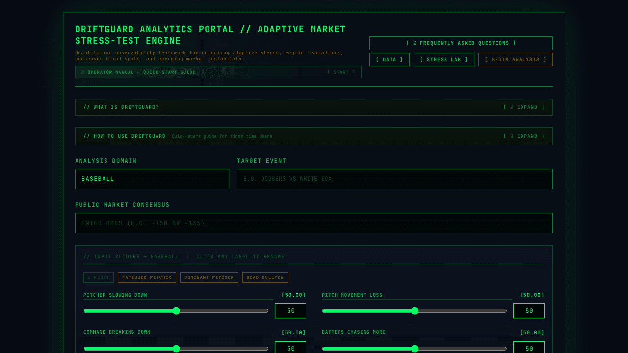 DriftGuard Audit Portal website screenshot