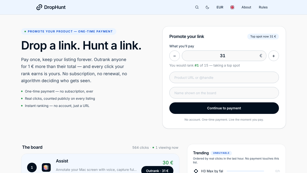 DropHunt website screenshot