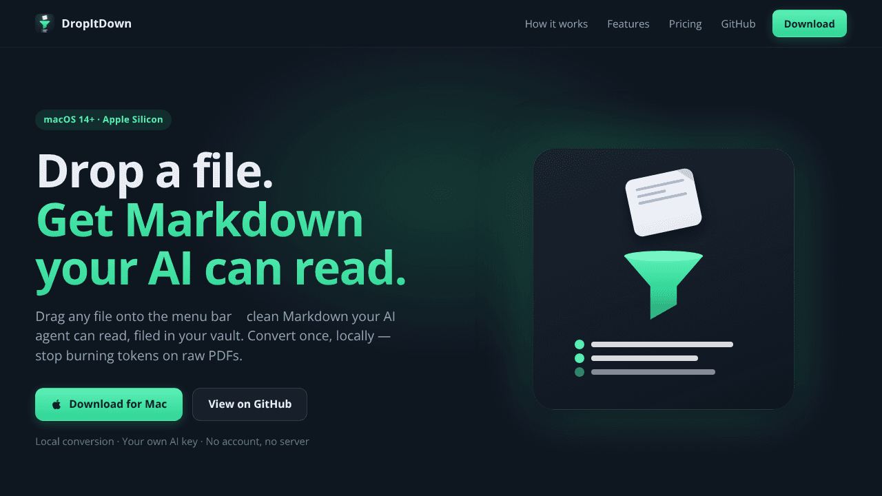 DropItDown website screenshot