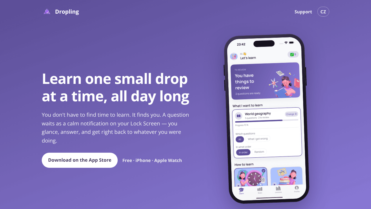 Dropling website screenshot