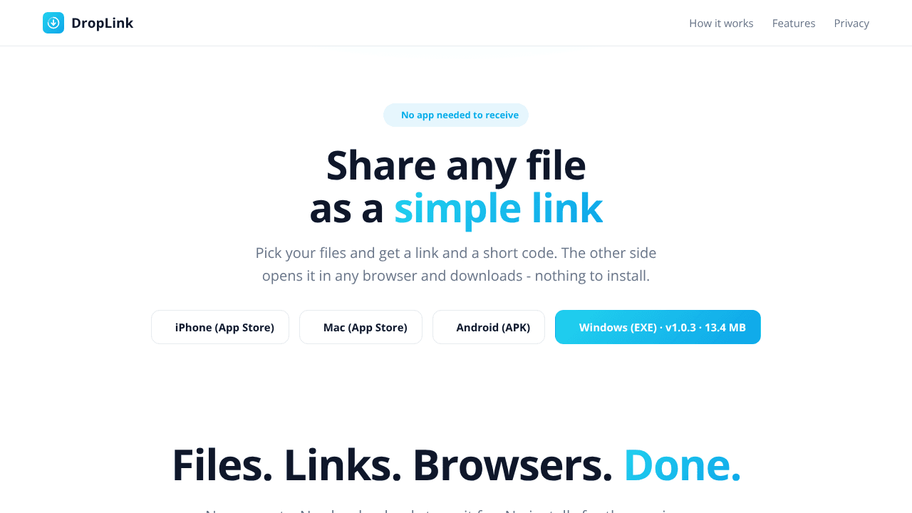 DropLink website screenshot