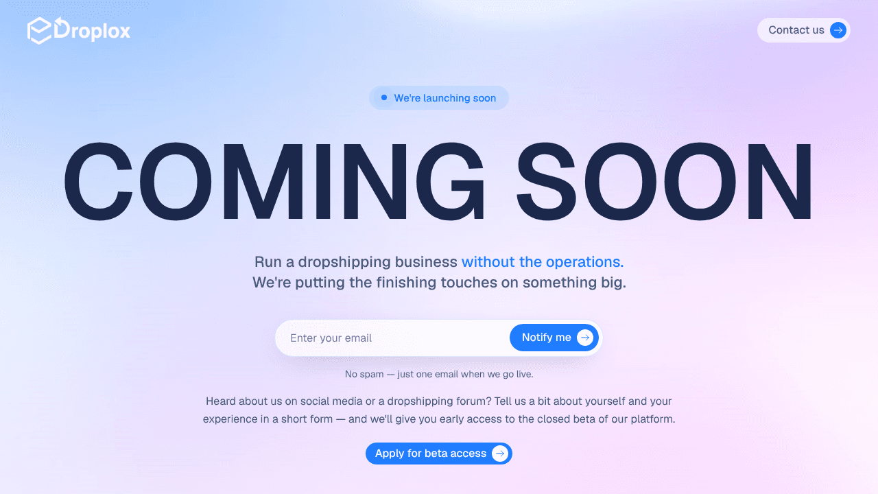 Droplox website screenshot