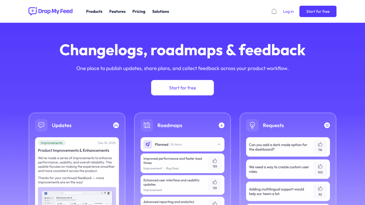 DropMyFeed website screenshot