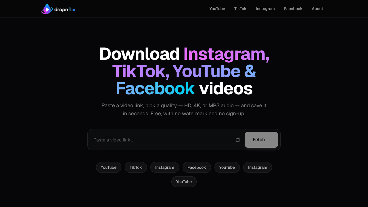 DropNFlix website screenshot