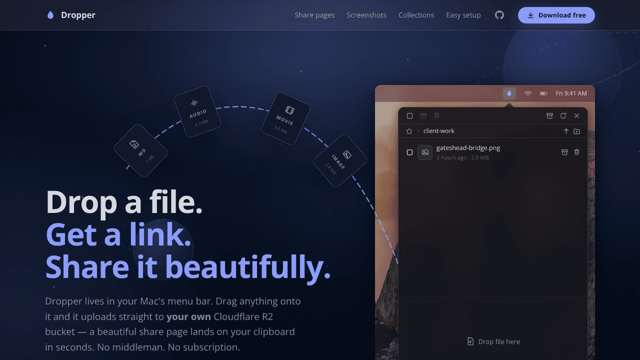 Dropper website screenshot
