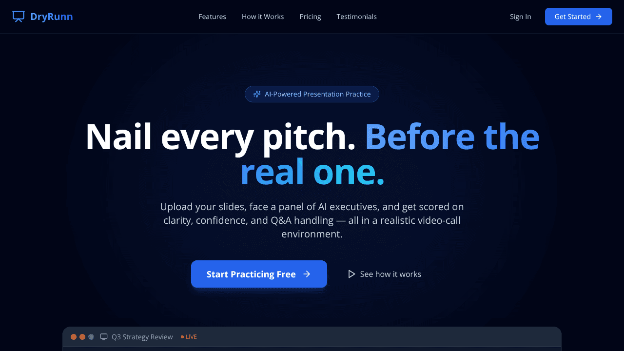 DryRunn website screenshot
