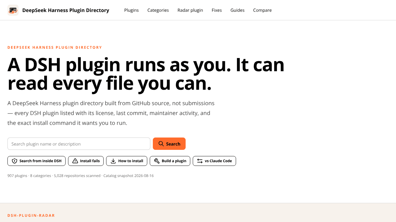 DSH Plugin Manual website screenshot