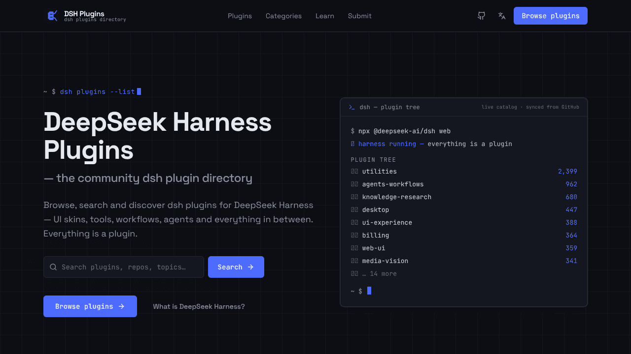 DSH Plugins website screenshot