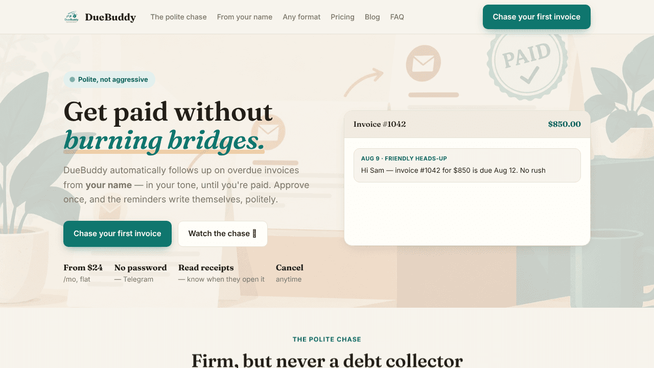 DueBuddy website screenshot