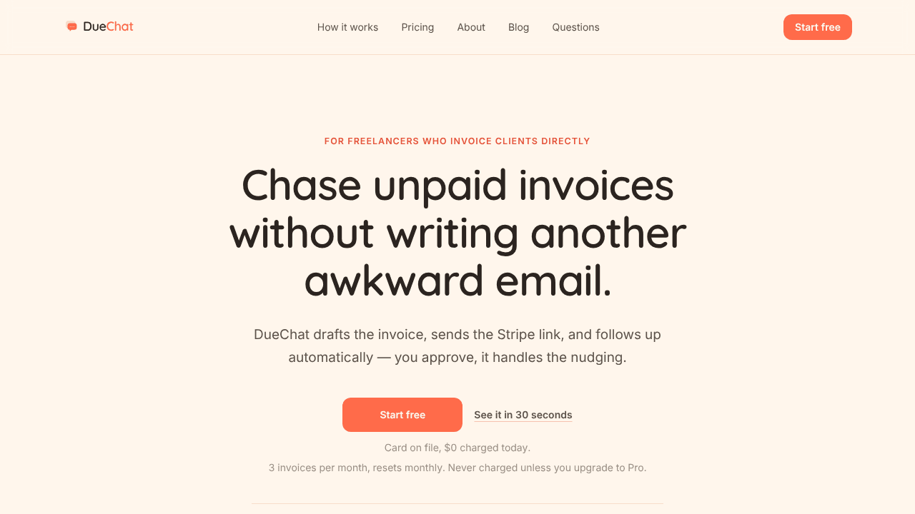 DueChat website screenshot