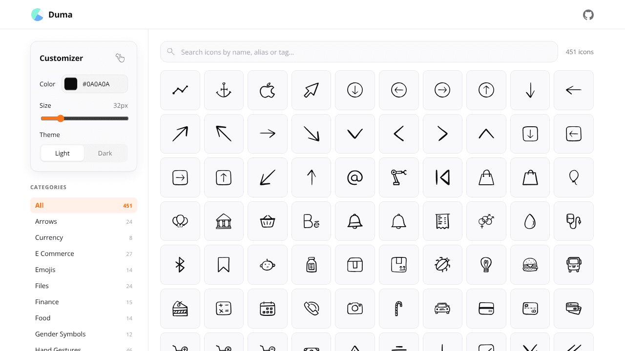 Duma Icons website screenshot