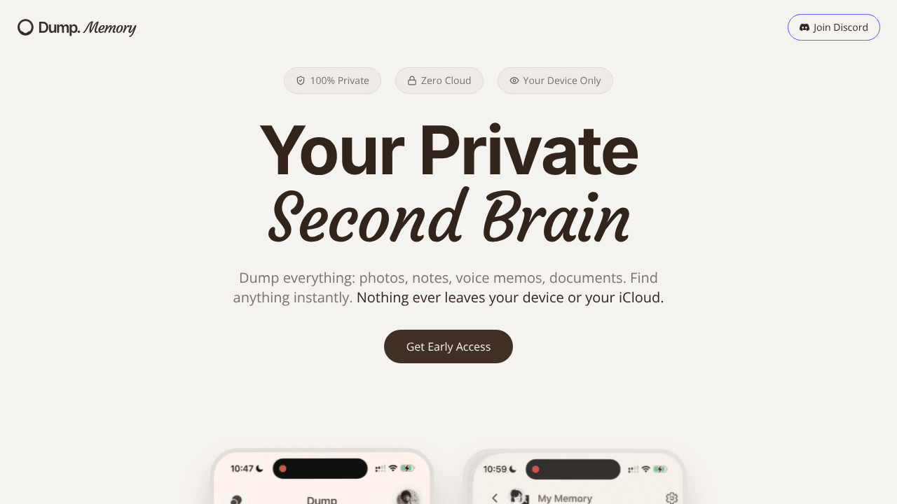 Dump Memory website screenshot
