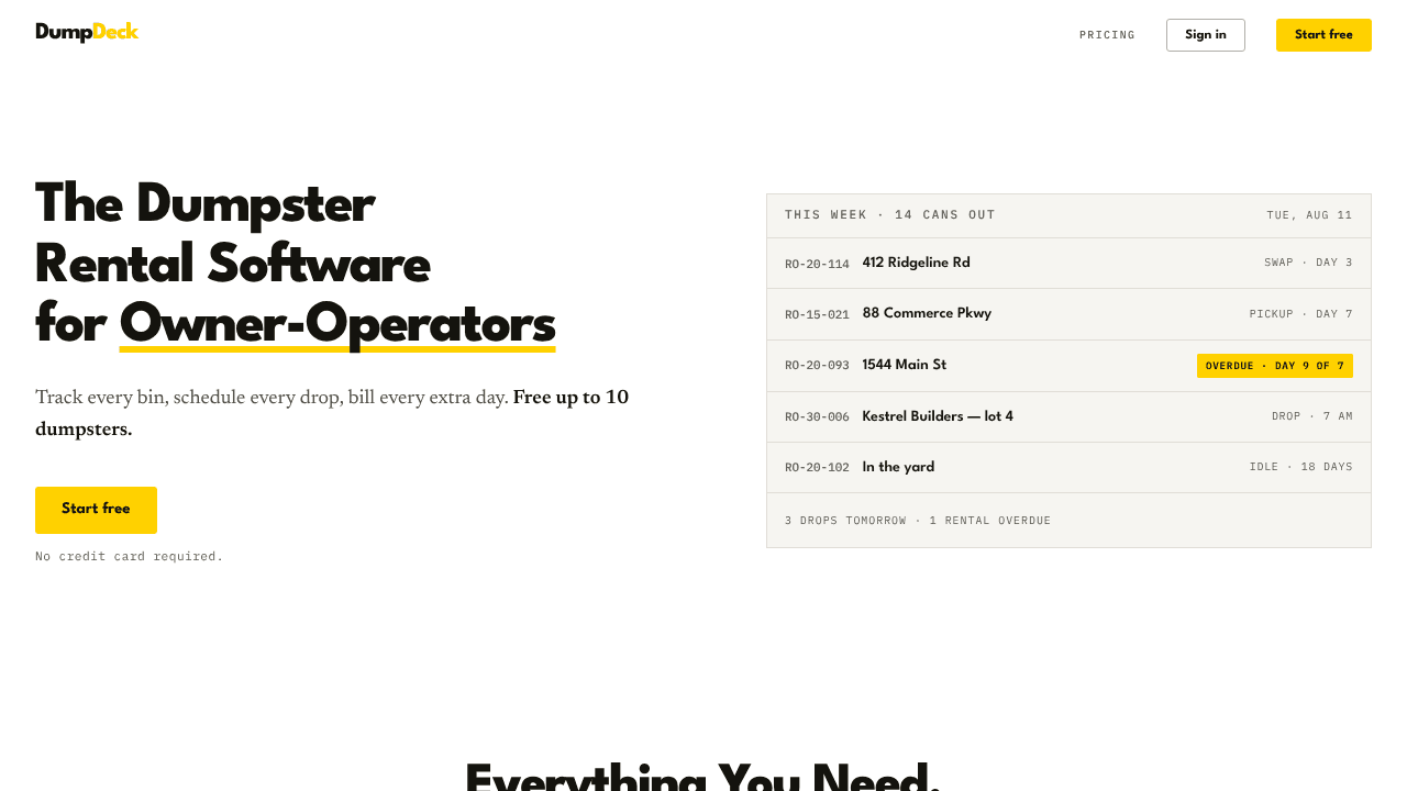 DumpDeck website screenshot