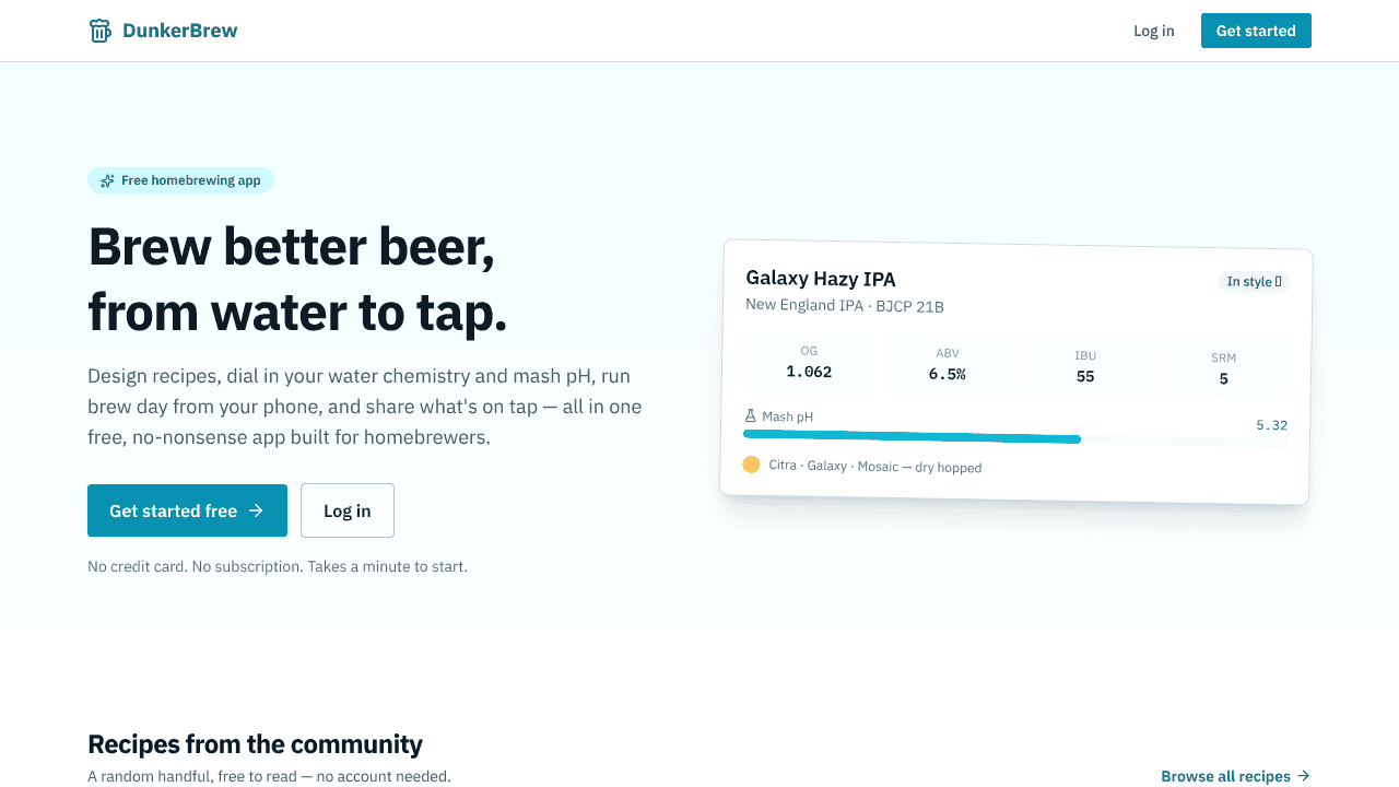 DunkerBrew website screenshot
