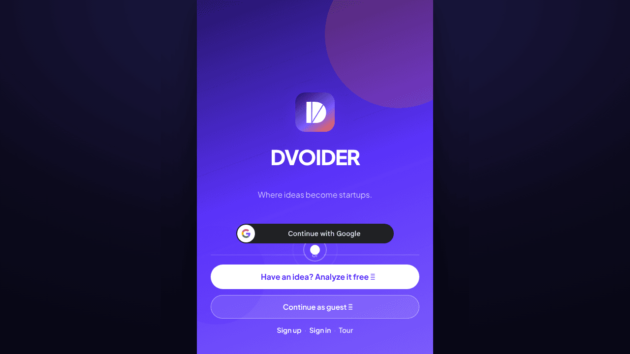 DVOIDER — Where ideas become startups website screenshot