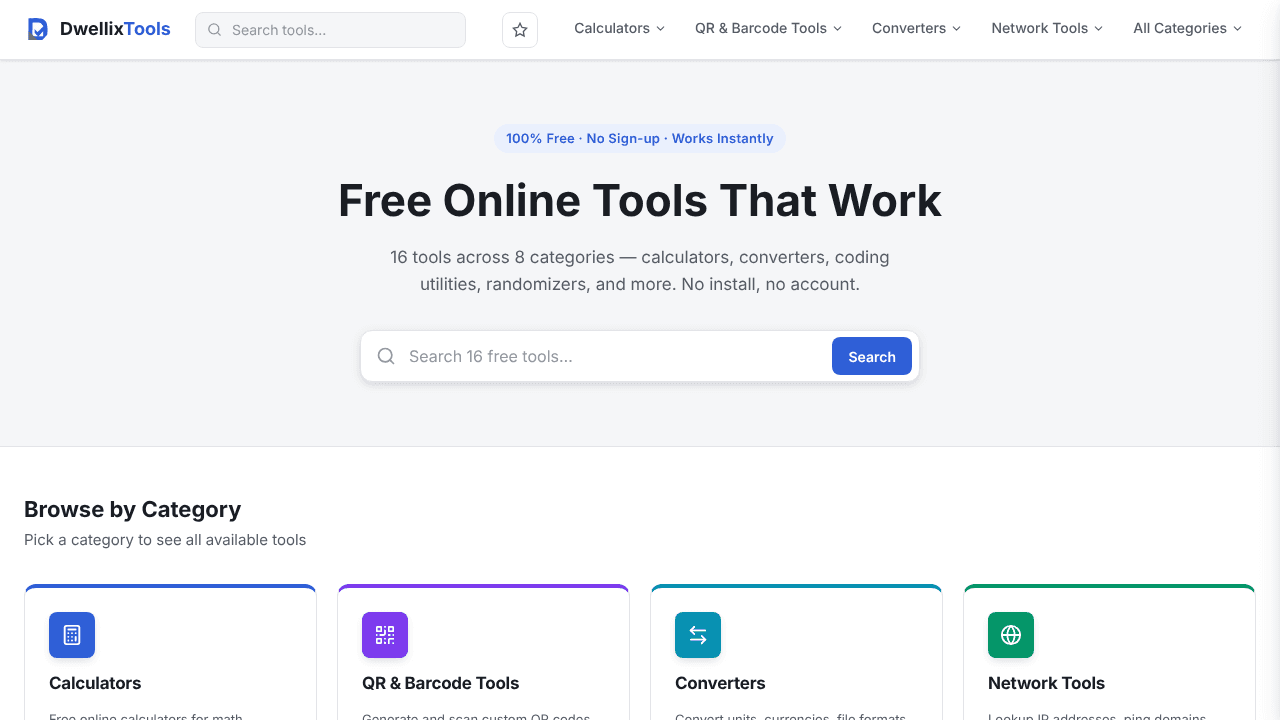 DwellixTools website screenshot