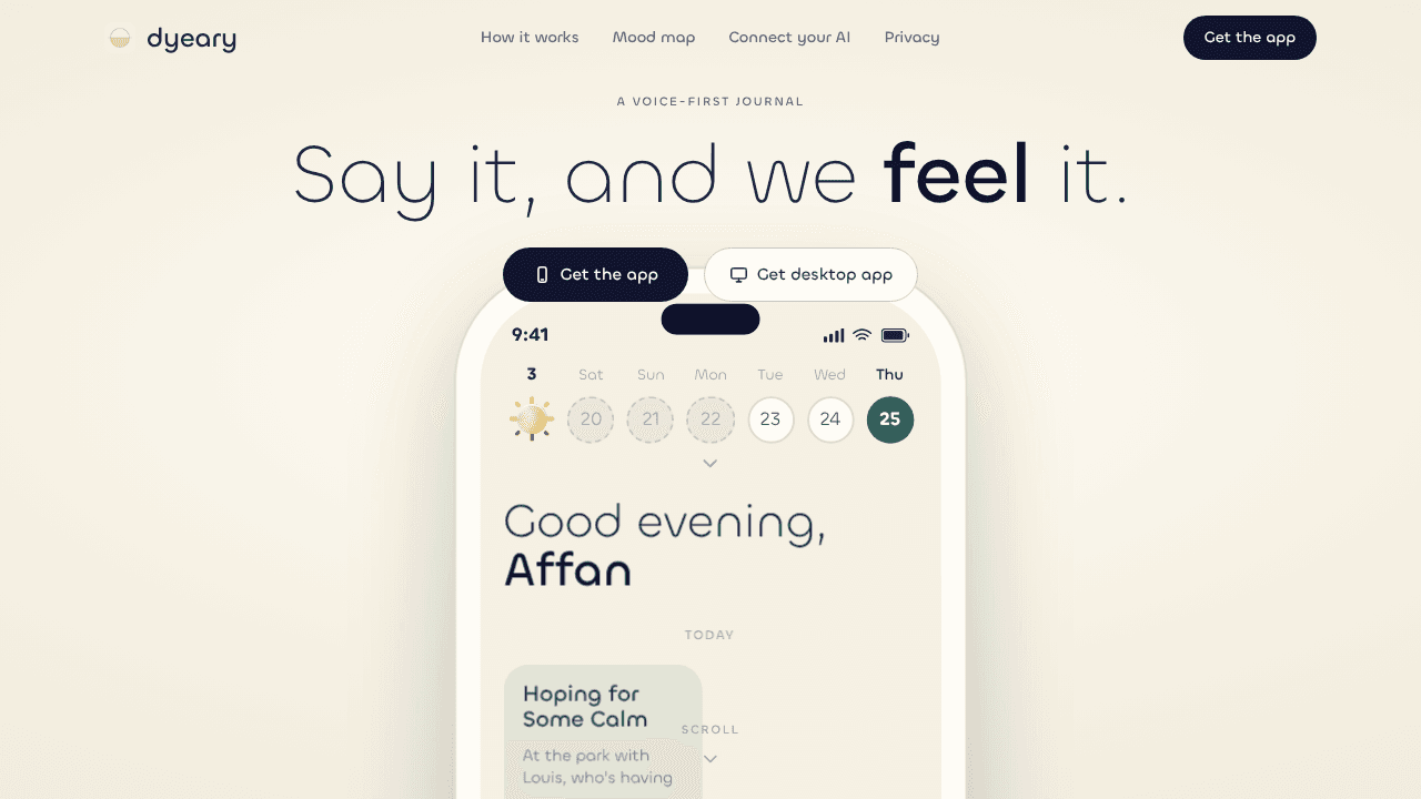 dyeary website screenshot