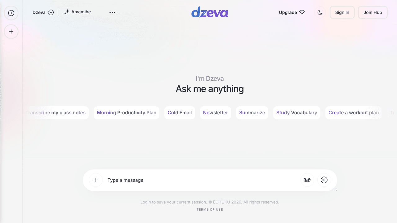 DZEVA website screenshot