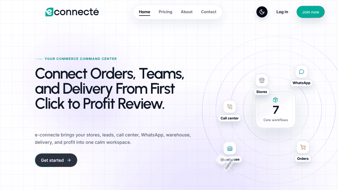 e-connecte website screenshot