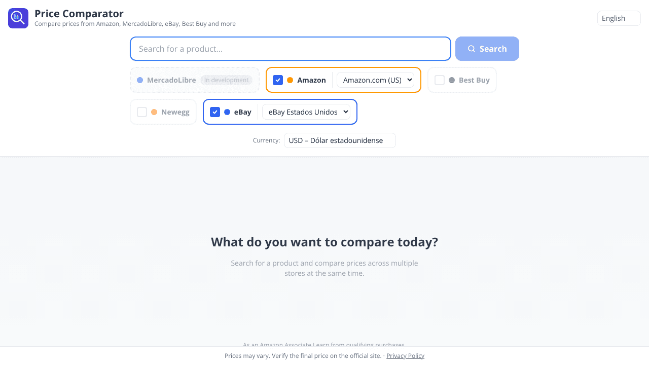 E-PriceComp website screenshot