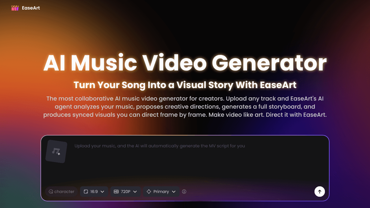 EaseArt:  AI-powered MV generator agent. website screenshot