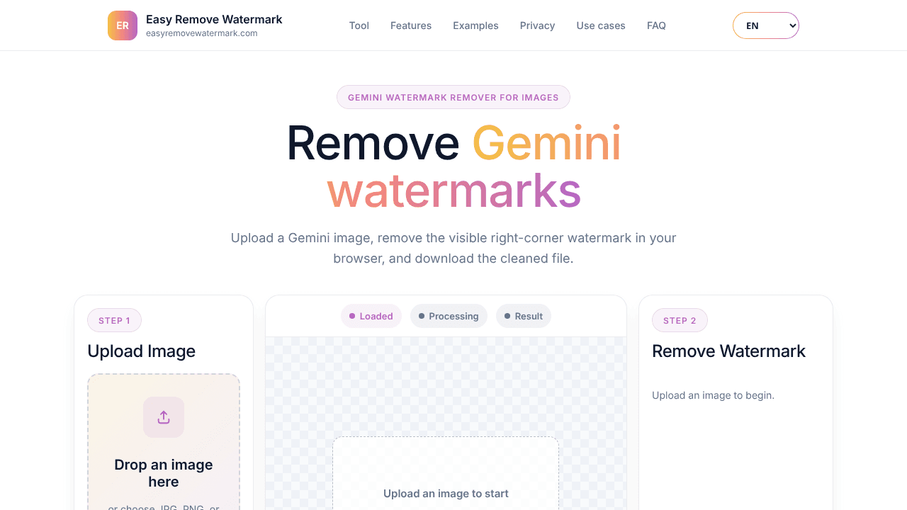 Easy Remove Watermark website screenshot