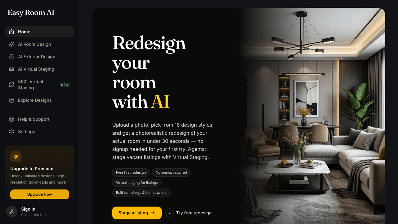 EasyRoomAI website screenshot