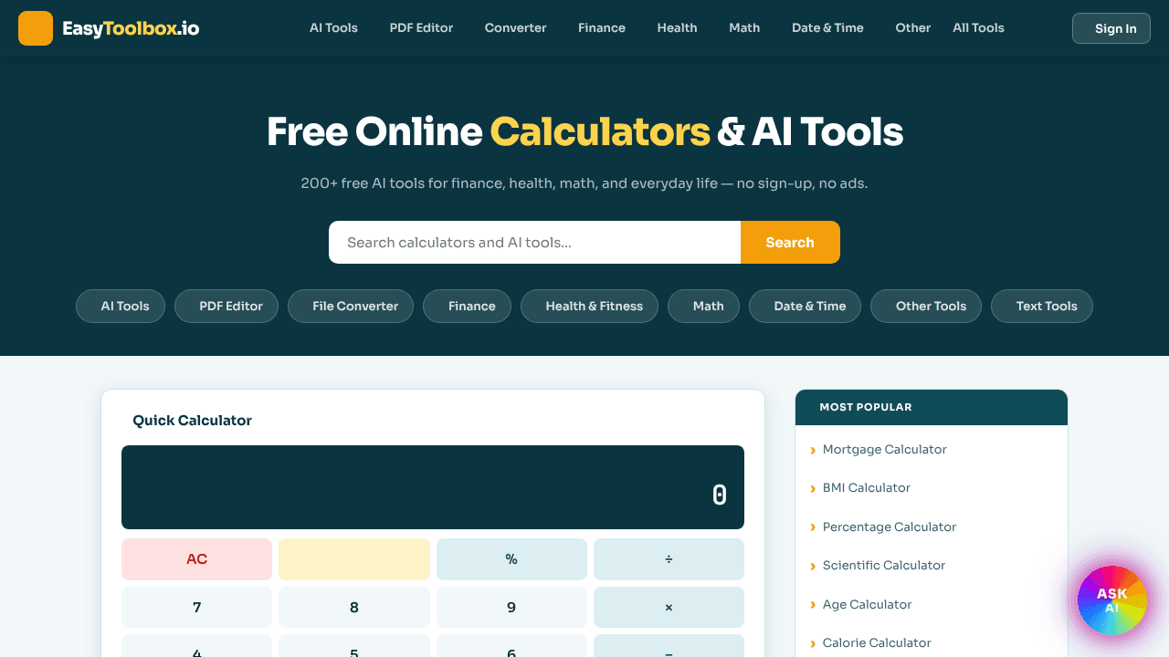 EasyToolbox.io website screenshot