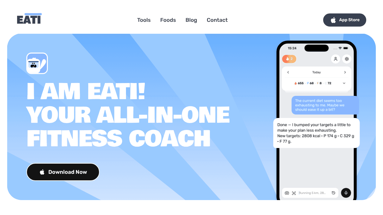 Eati website screenshot