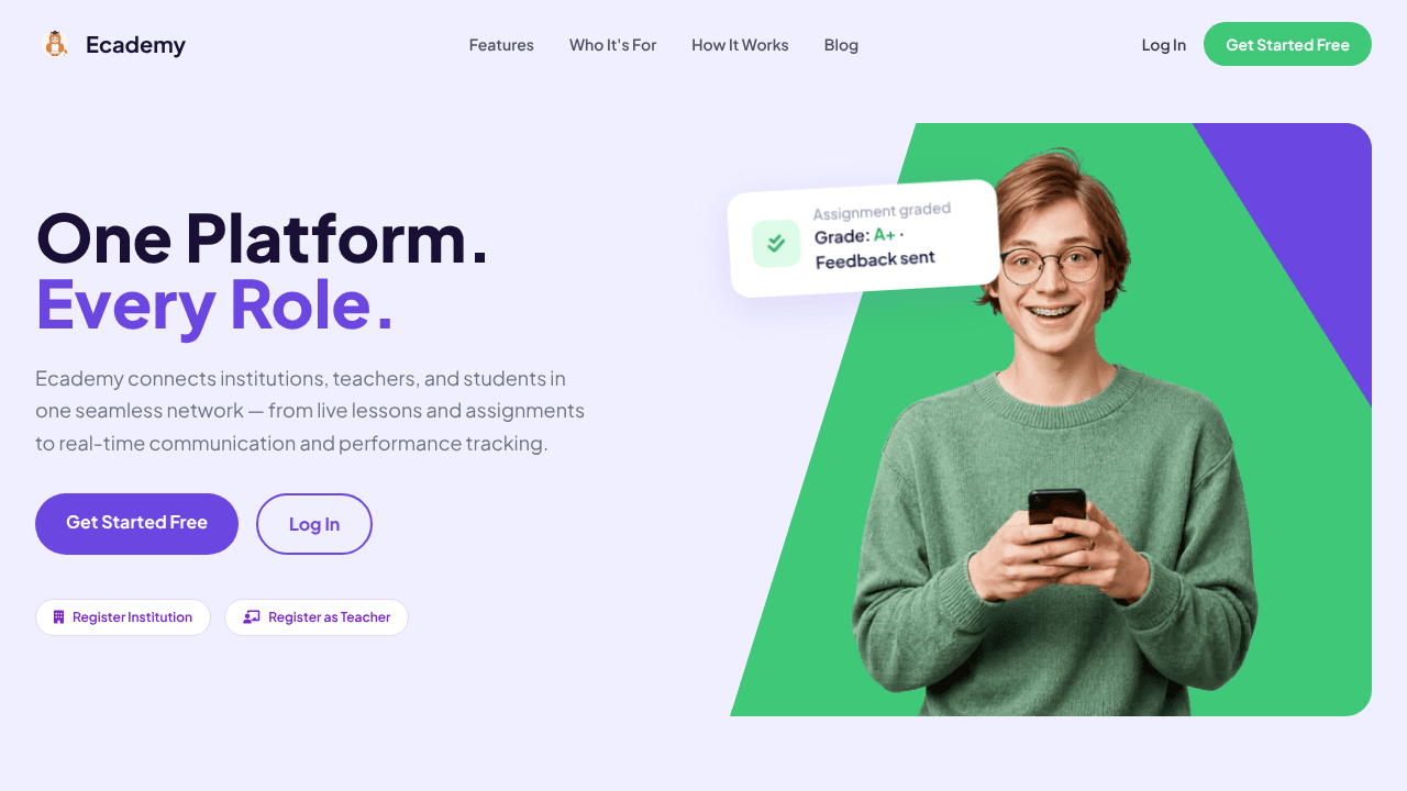 Ecademy website screenshot