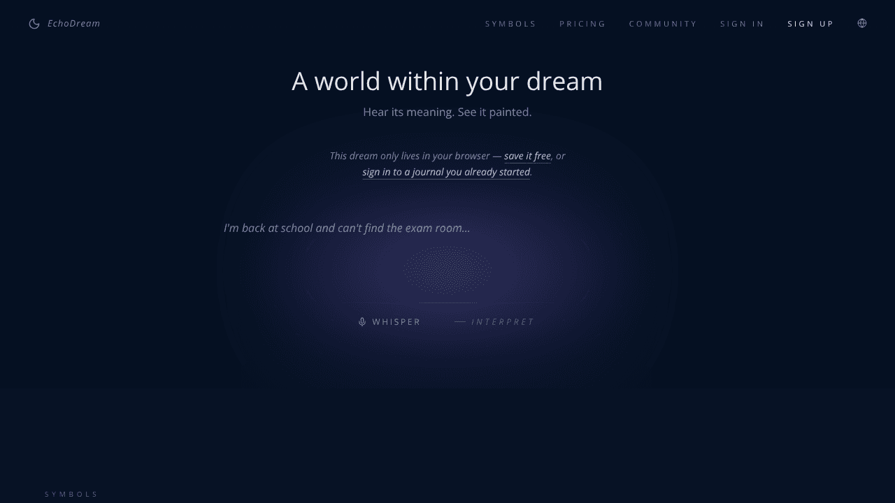EchoDream website screenshot