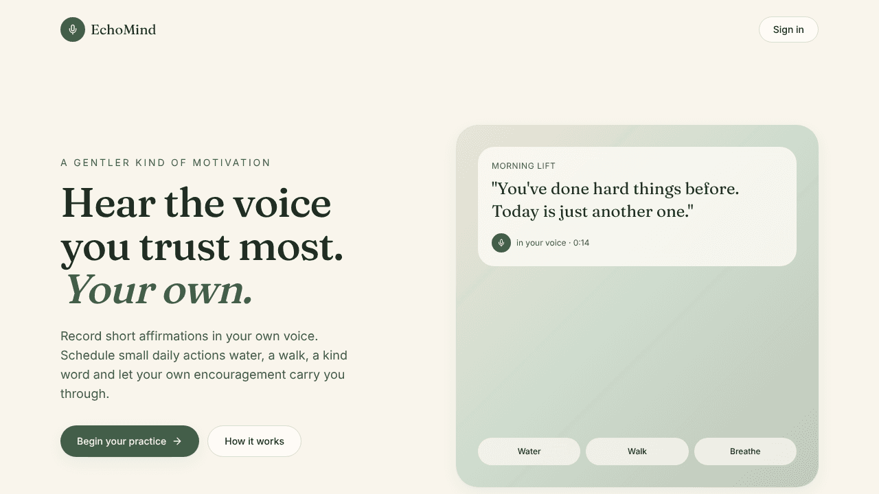 EchoMind website screenshot