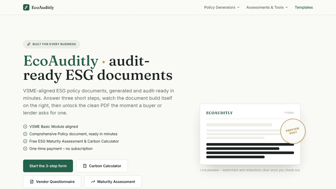 EcoAuditly website screenshot