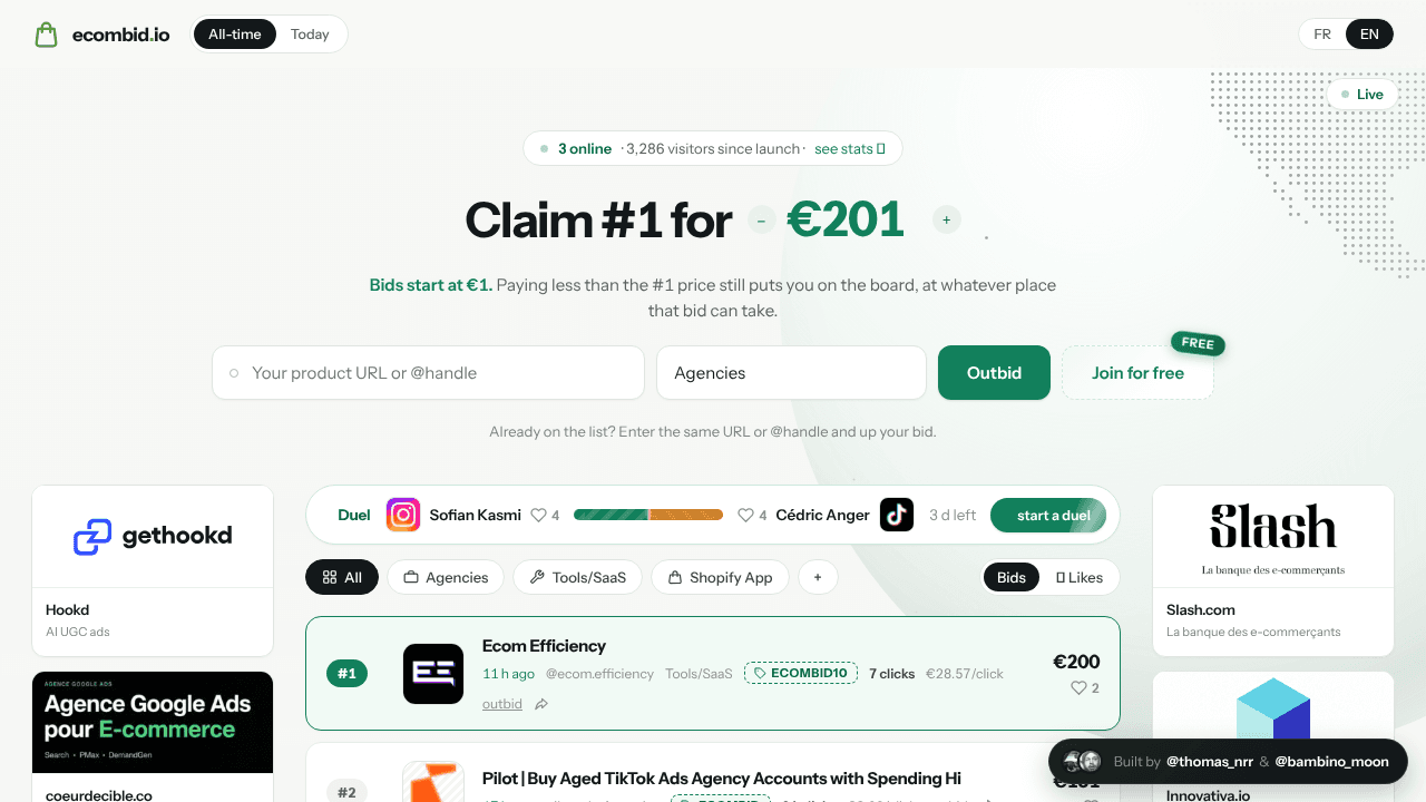 Ecombid website screenshot