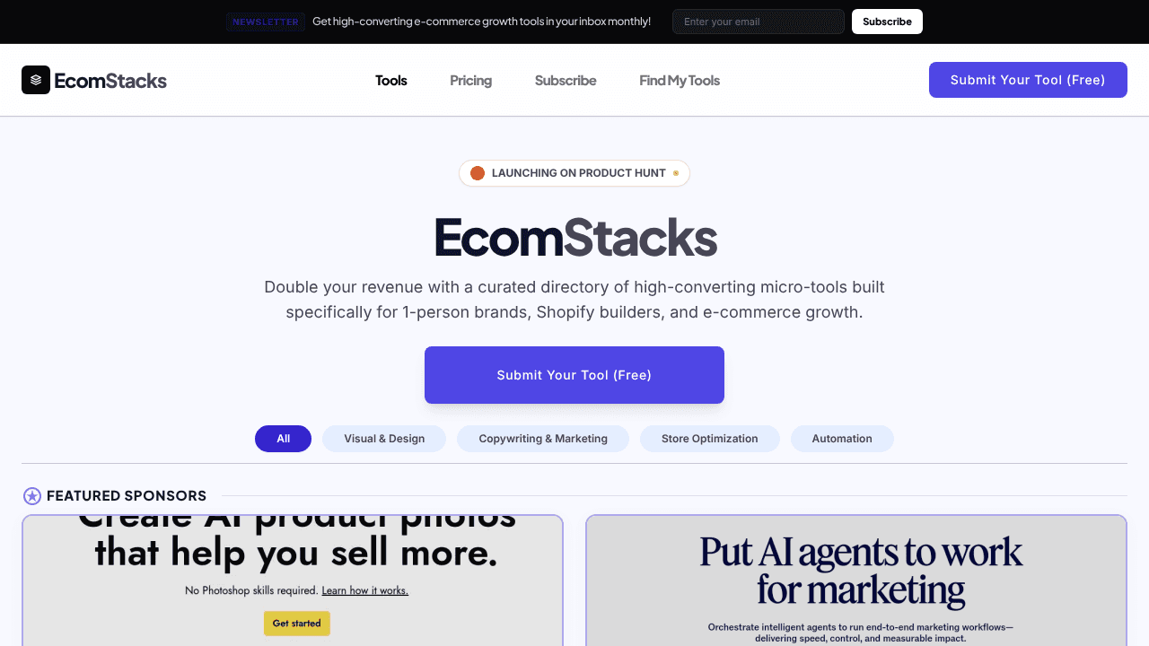 EcomStacks website screenshot