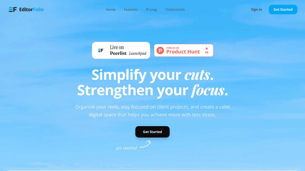 EditorFolio website screenshot