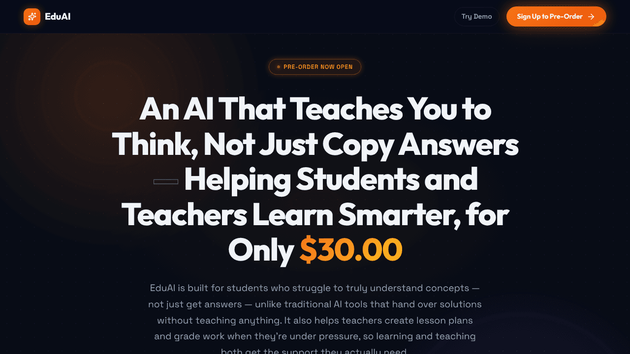 EduAI website screenshot