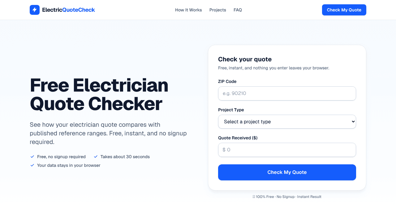 ElectricQuoteCheck website screenshot