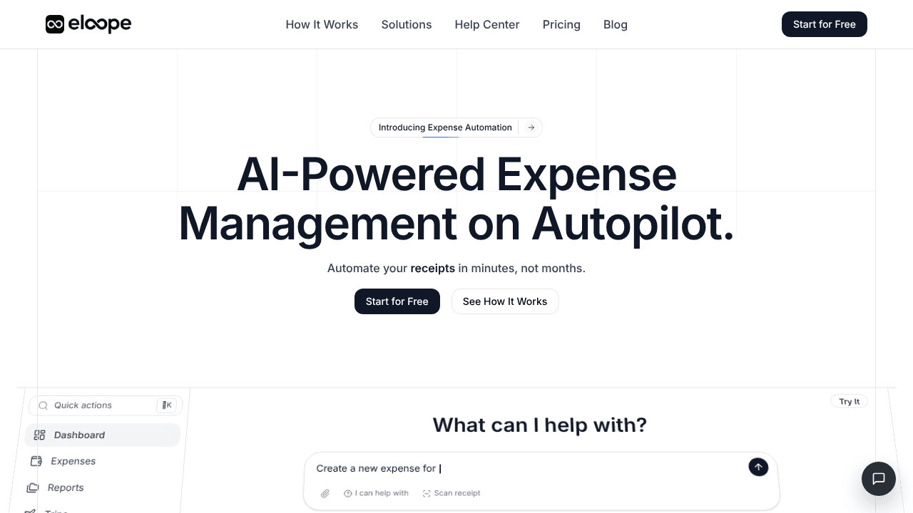 Eloope Expense website screenshot