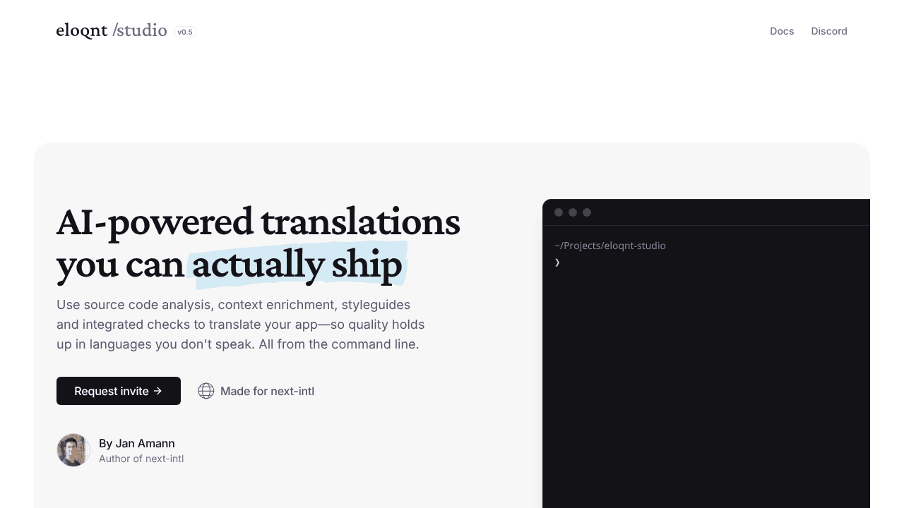 eloqnt/studio website screenshot