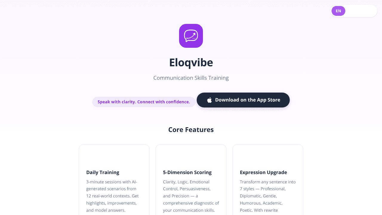 Eloqvibe website screenshot