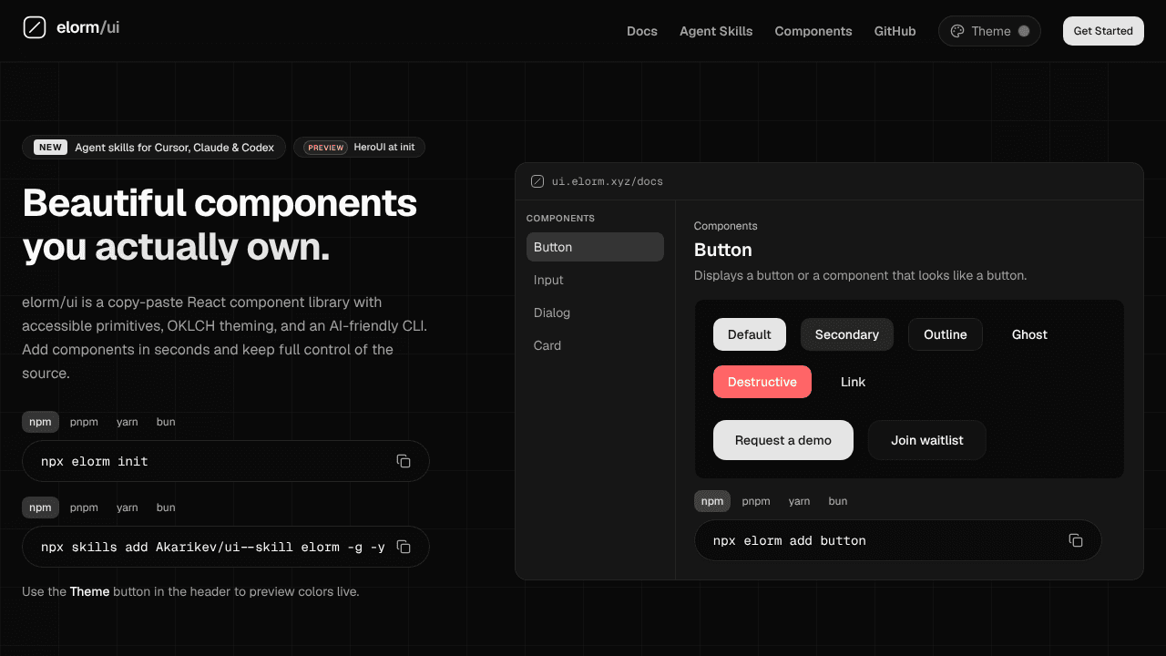 elorm/ui website screenshot