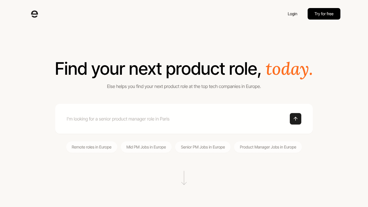 Else website screenshot