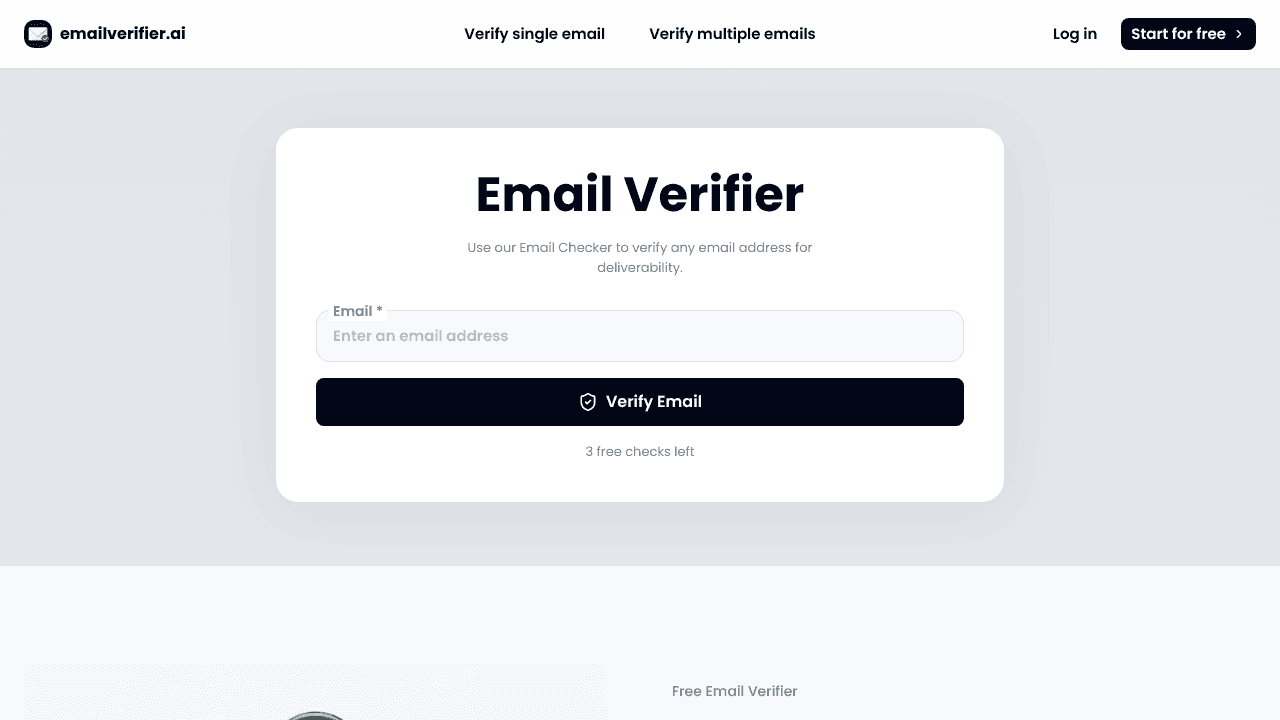 emailverifier.ai website screenshot