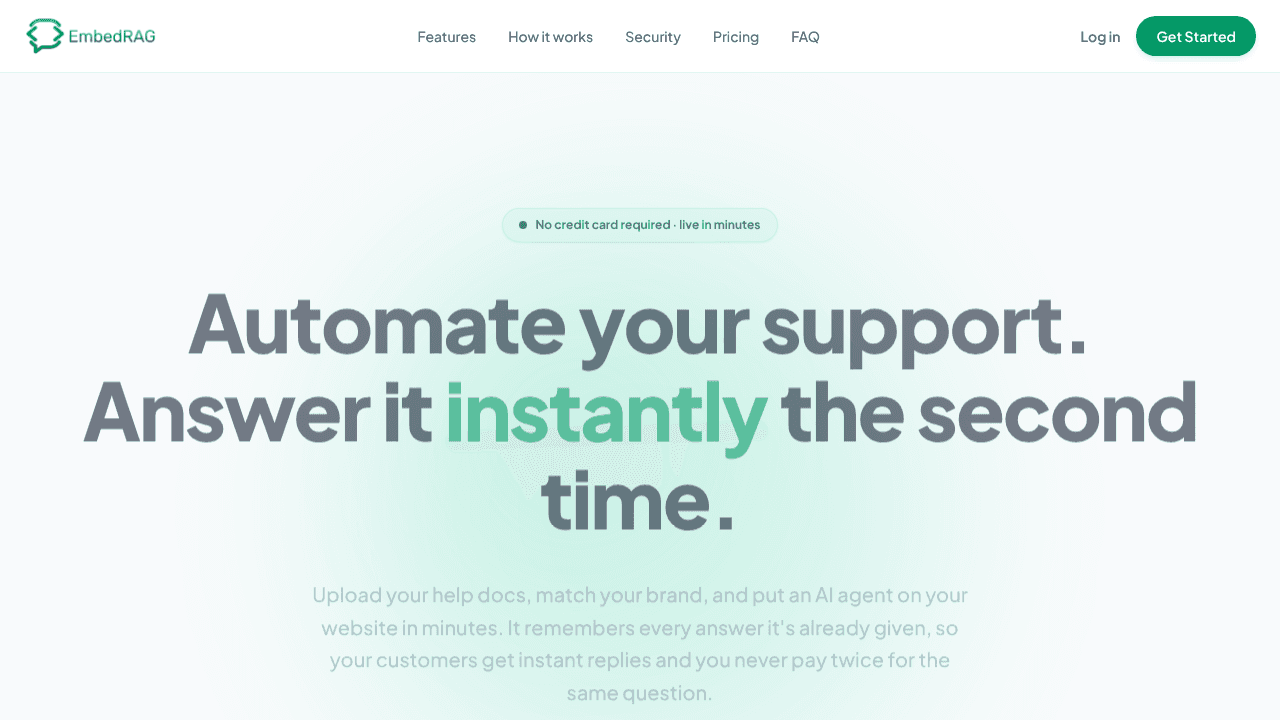 Embed RAG website screenshot